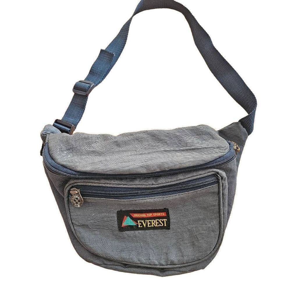 Vintage 90s Everest bluegray nylon 3 pocket fanny pack